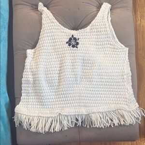 ZARA Kids - White Knit Tank Top with Fringe
